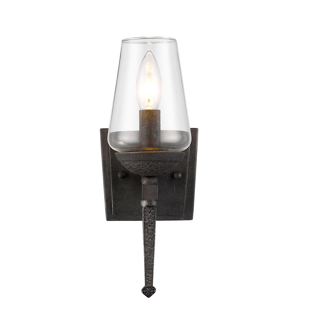 Golden Lighting 1208-1W DNI Marcellis 1 Light Wall Sconce in the Dark Natural Iron finish
